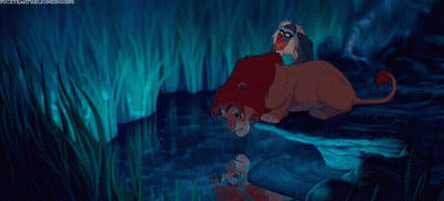 Lion And Monkey Standing In Water GIF