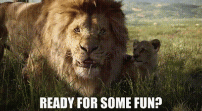 Lion And Two Cubs Ready For Some Fun GIF
