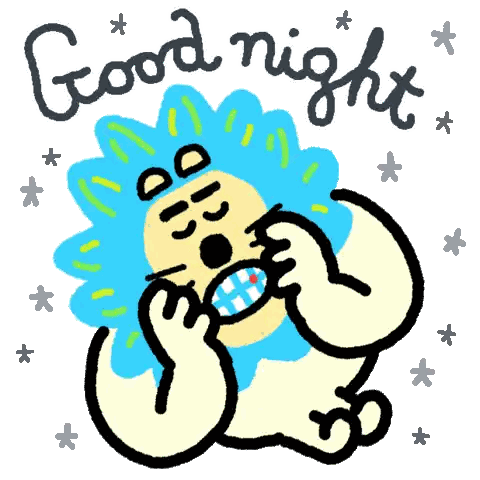 Lion Cartoon Saying Good Night Sticker