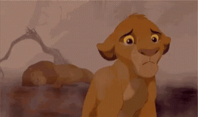 Lion Cub From Lion King Sitting In Water Looking Sad GIF