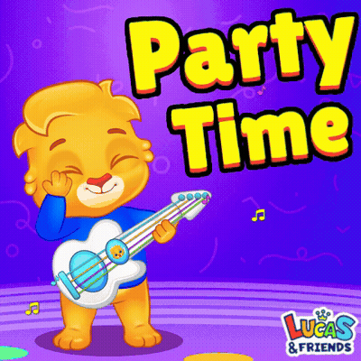 Lion Holding Guitar Saying Party Time GIF