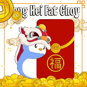 Lion Holding Red Envelope Long Hei Fat Choi Sticker