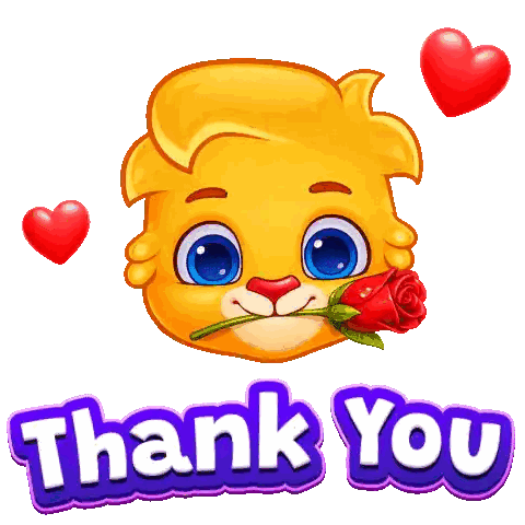 Lion Holding Red Rose Thank You Sticker