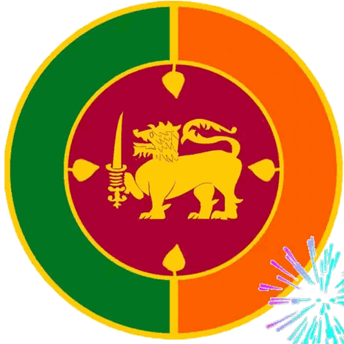 Lion Holding Sword Inside Red Green Orange Circle Sticker