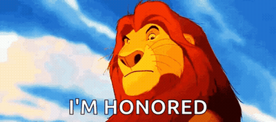 Lion King Lion Saying I'm Honored In Front Of Blue Sky GIF