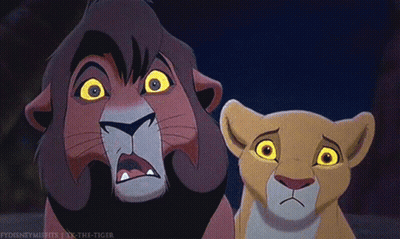 Lion King's Lion Lioness Looking At Each Other GIF