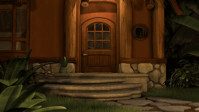 Lion Laying On Back In Front Of House GIF