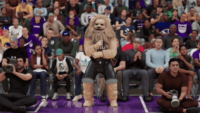 Lion Mascot In King Jersey In Front Of Crowd GIF