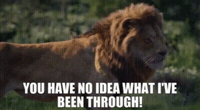 Lion Saying You Have No Idea What I've Been Through GIF