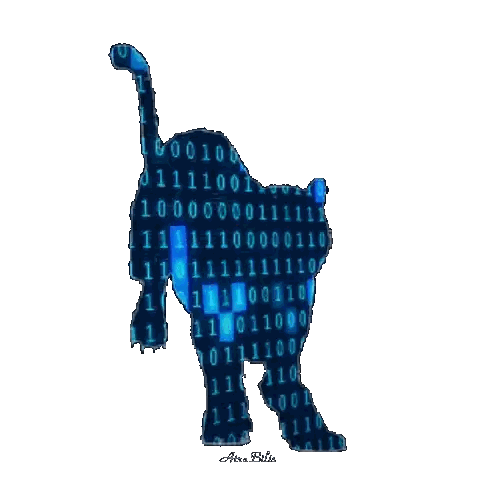 Lion Silhouette With Blue Binary Code Sticker