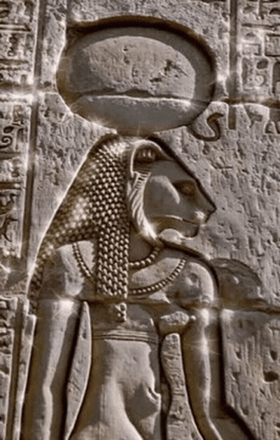 Lion Statue Holding Sun On Head GIF