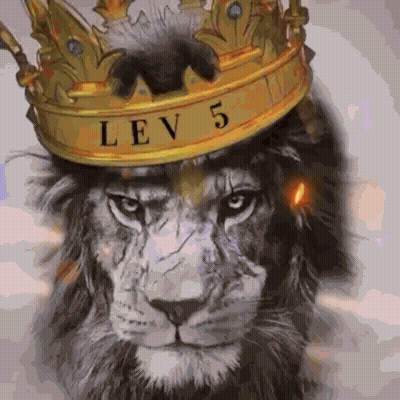 Lion Wearing Gold Crown With Lev 5