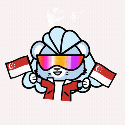 Lion Wearing Sunglasses Holding Singapore Flags Happy Bday SG GIF