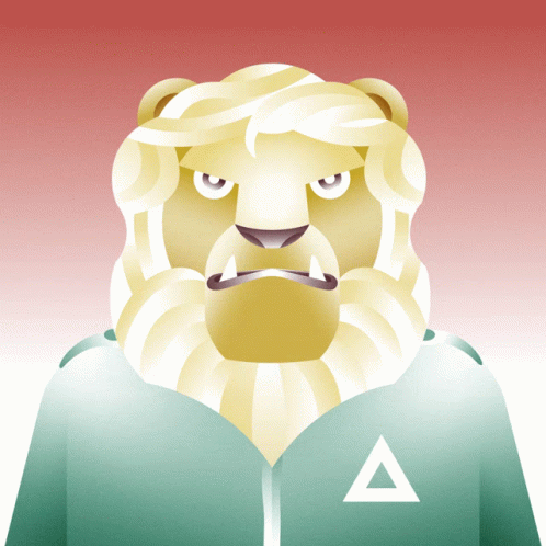 Lion With Beard In Green Jacket With Arrow GIF