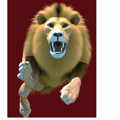 Lion With Mouth Open And Claws Out GIF