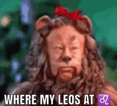 Lion With Red Bow Says Where My Leo At GIF