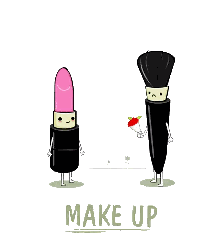 Lipstick And Brush Saying Make Up Sticker