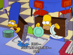 Lisa And Homer Simpson Eating In Guillotine  GIF