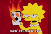 Lisa Simpson Angry Burn Ace Playing Card GIF