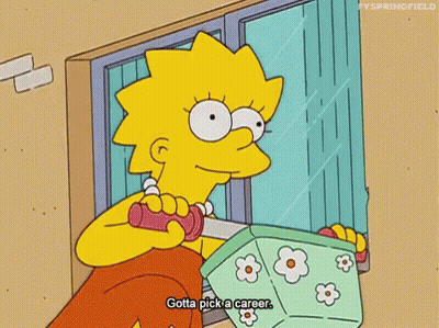 Lisa Simpson Holding Flower Box Saying Gotta Pick A Career GIF