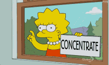 Lisa Simpson Serious Concentrate Blink  GIF