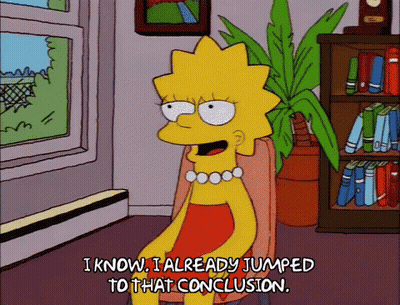 Lisa Simpson Sitting In Front Of Bookshelf Saying I Know I Already Jumped To That Conclusion GIF