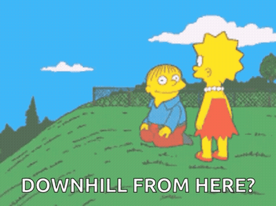 Lisa Simpson Standing Next to Character Laying Down Downhill From Here