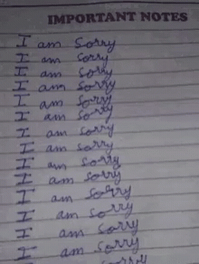 List Of I Am Sorry Words On Paper GIF