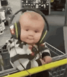 Listening Baby Wearing Headphones GIF