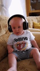 Listening To Music Cute Baby Head Bang GIF