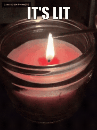 Lit Candle In Jar Saying It's Lit GIF