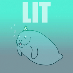 Lit Manatee Illustration GIF