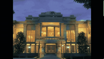 Lit Up Large Building With Windows GIF