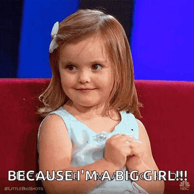 Little Blue Girl Says I'm A Big Girl GIF