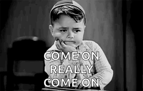 Little Boy At Desk With Hand On Chin Saying Come On Really Come On GIF