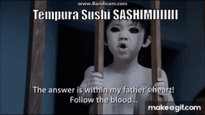 Little Boy Behind Bars Tempura Sushi Sashimi GIF