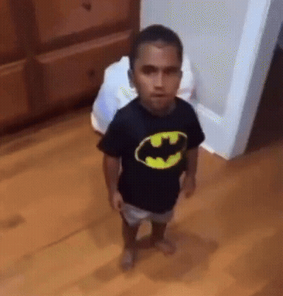 Little Boy In Batman Shirt GIF