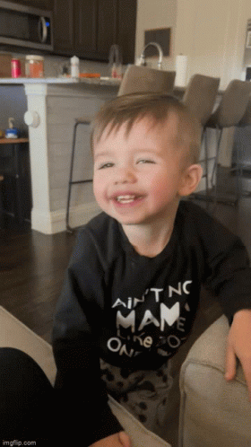 Little Boy In Black Shirt Saying Ain't No Mama GIF