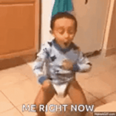 Little Boy In Diaper Saying Me Right Now GIF