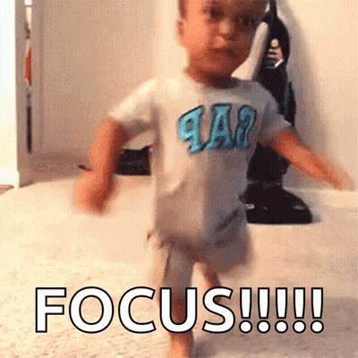 Little Boy In Gap Shirt Walking Saying Focus GIF
