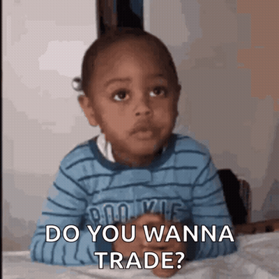 Little Boy Laying On Bed Says Do You Wanna Trade GIF