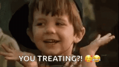 Little Boy Making Funny Face Saying You Treating