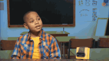Little Boy Raised Hands Pretends To Be Shocked GIF