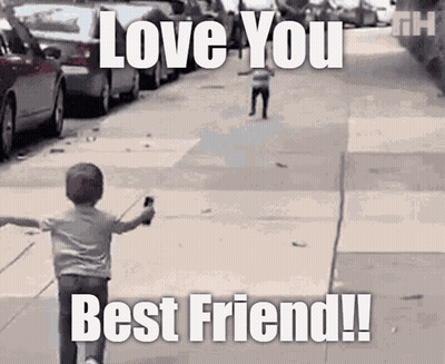 Little Boy Walking With Love You Best Friend GIF