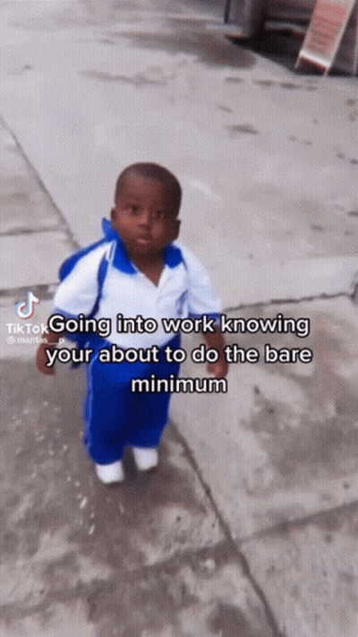 Little Boy With Backpack Caption Going Into Work Knowing GIF