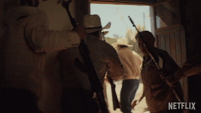 Little Boy With Fake Mustache Holding Suitcase And Gun GIF