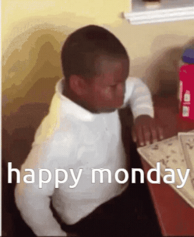 Little Boy With Happy Monday Text GIF