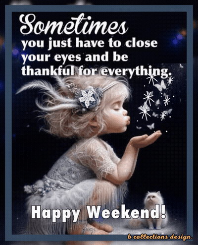 Little Girl Blowing Kiss Happy Weekend GIF