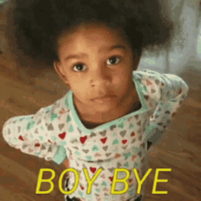Little Girl Boy Bye Standing On Wooden Floor GIF