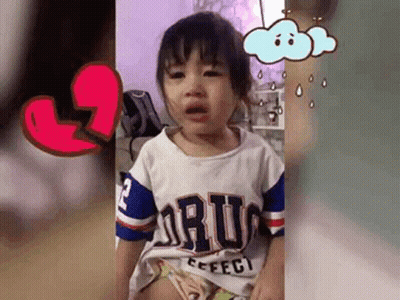Little Girl Crying In Front Of Broken Heart GIF